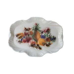 Lane & Co Ceramic Serving Platter Raised Fruit Design 1958 Van Nuys CA Pottery
